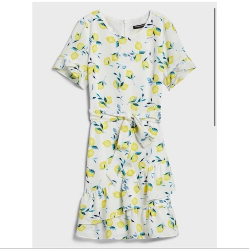 NWT Banana Republic Factory White Lemon Print Dress